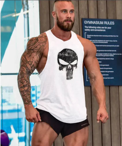 "Skull" Stringer Tank Top – Gym Warrior Edition 💀