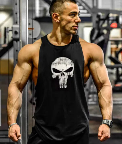 "Skull" Stringer Tank Top – Gym Warrior Edition 💀