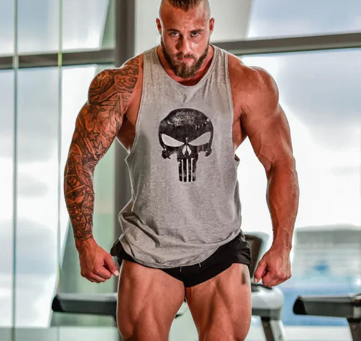 "Skull" Stringer Tank Top – Gym Warrior Edition 💀